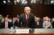 Attorney General Jeff Sessions arrives on Capitol Hill in Washington on Tuesday to testify before the Senate Intelligence Committee hearing  about his role in the firing of James Comey, his Russian contacts during the campaign and his decision to recuse from an investigation into possible ties between Moscow and associates of President Donald Trump. 