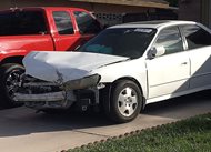 A  2002 Honda Accord involved in a March 3 crash in which an exploding Takata air bag inflator badly injured the driver sits in a Las Vegas driveway in this April Associated Press file photo. Takata Corp. and its U.S. operations are likely to seek bankruptcy protection this month, diminishing much of the funding that could go to victims of exploded airbags.