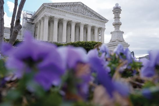 The U.S. Supreme Court building is shown last week in Washington. The high court is set to be back in the spotlight Tuesday as it takes on the issue of mifepristone, which is used in medication abortions.
